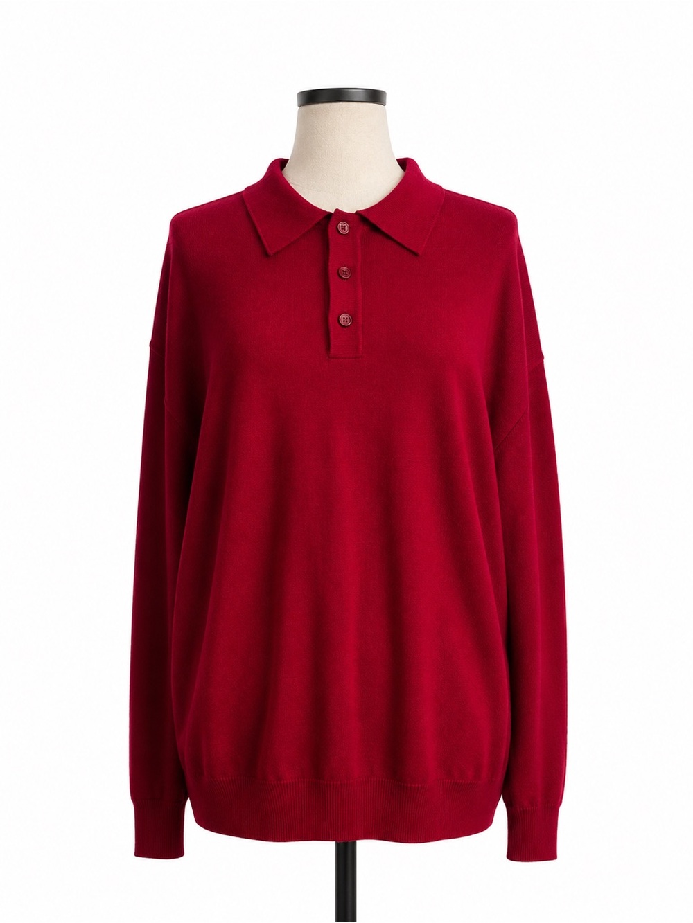 Jos. A. Bank 100% Merino Wool Collared Polo Long Sleeve Red Sweater Men’s XL